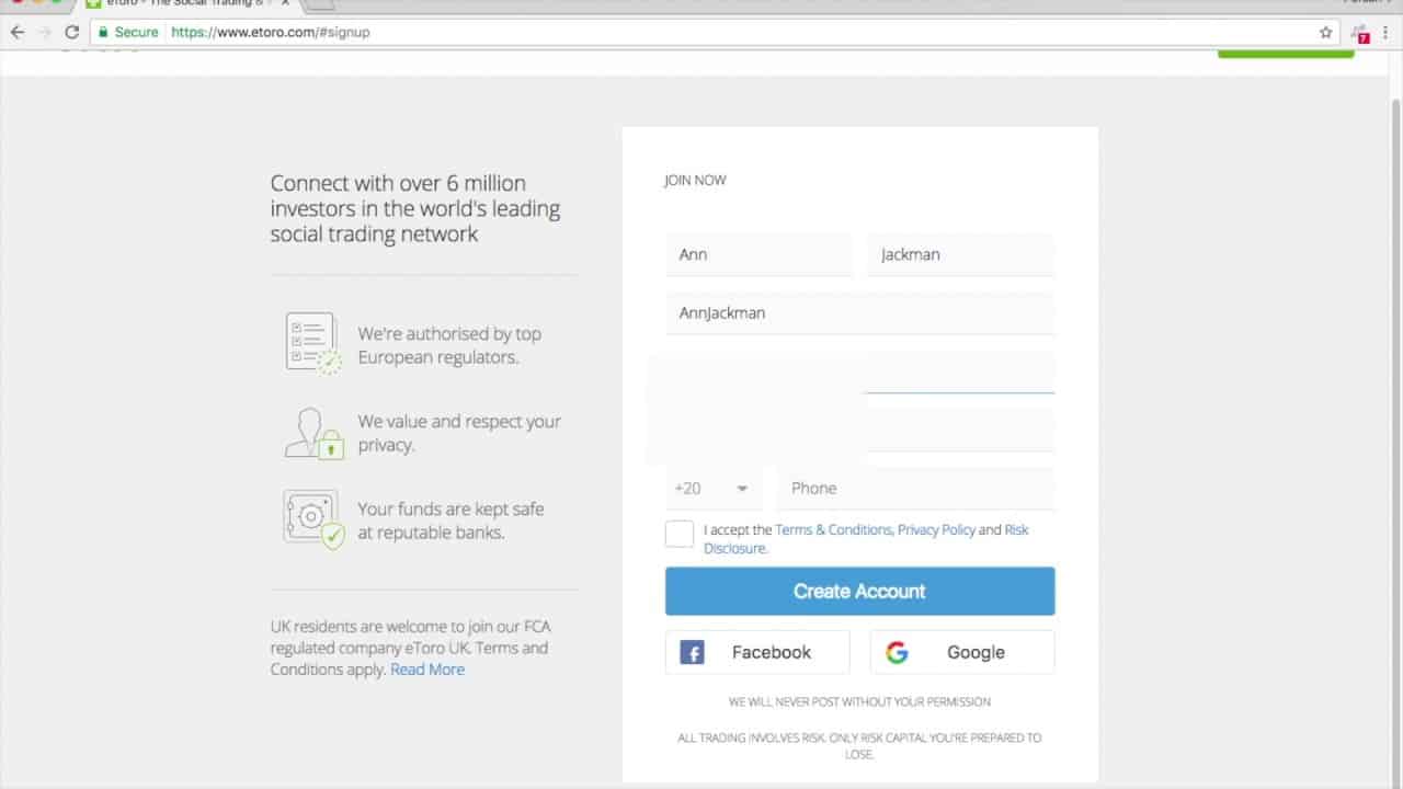 signup etoro