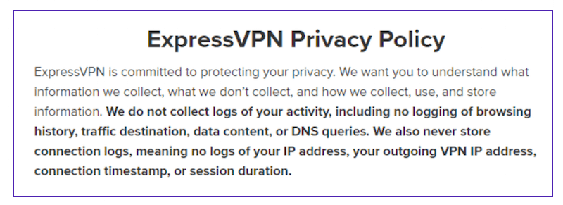 express vpn privacy policy