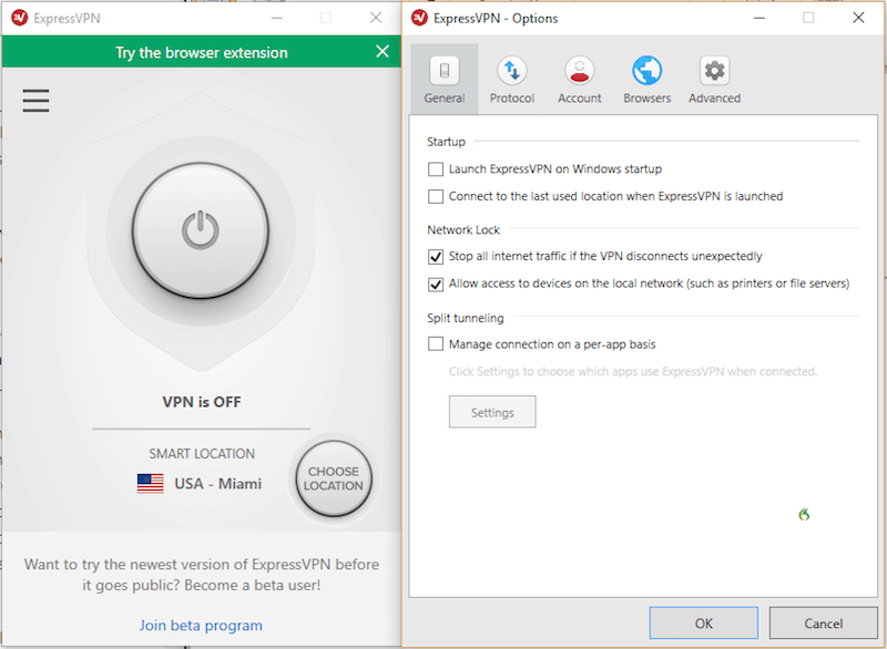 expressvpn interface layout