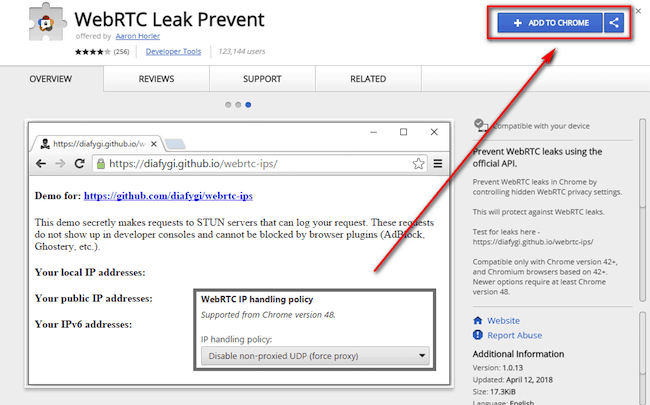 WebRTC Leak Prevent Chrome Extension