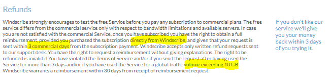 windscribe refund policy