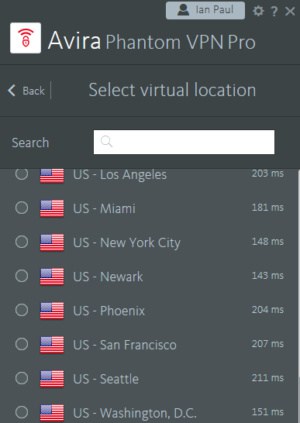 avira vpn country list