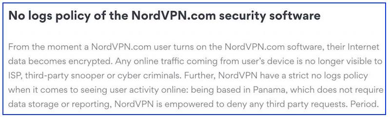 nordvpn logging policy