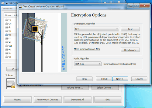 veracrypt encryption options