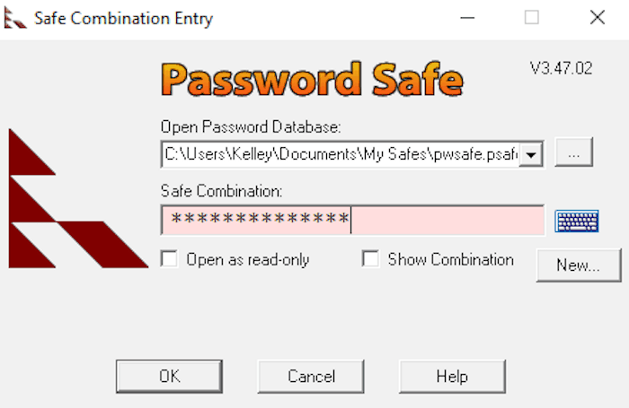 pwsafe stored login