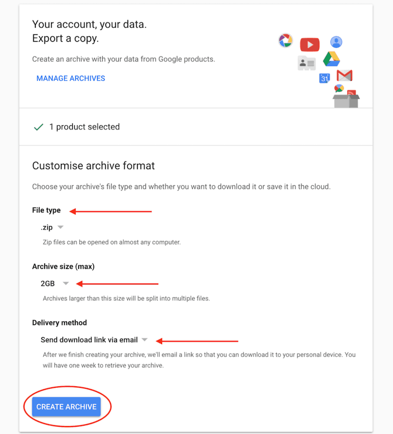google creating archive