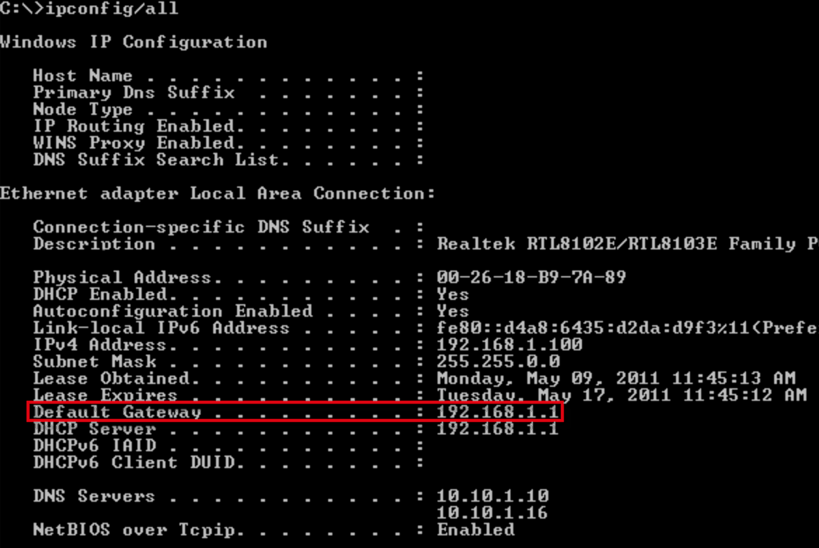 google namebench default gateway