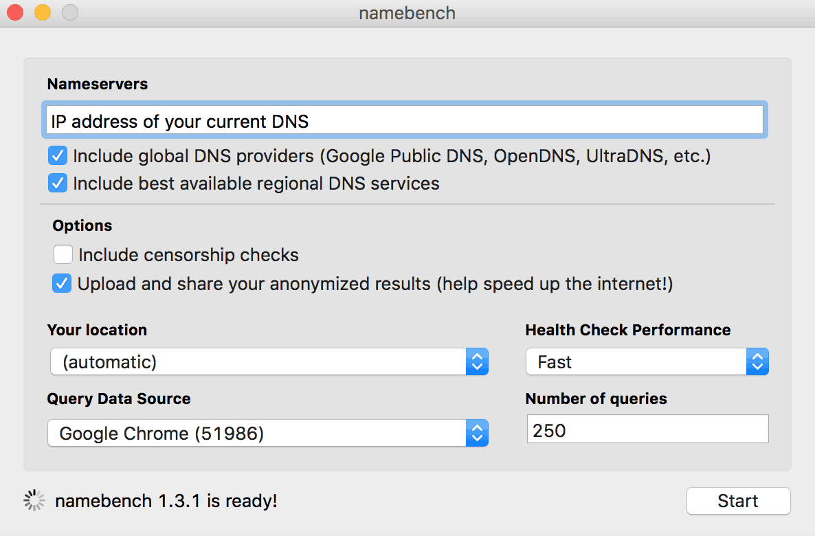 google namebench dns configuration