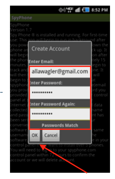 phone tracker create account