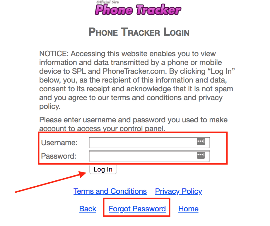 phone tracker login