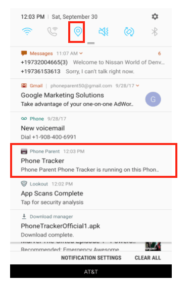 phone tracker notification