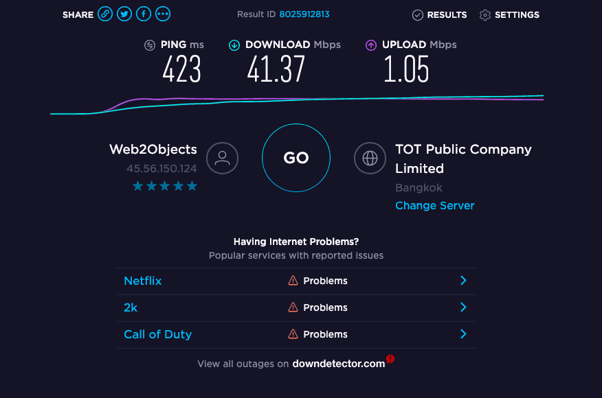 image of VPN speed testing