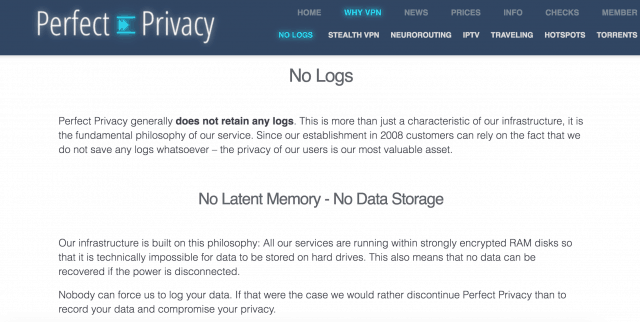 perfectprivacy logging policy