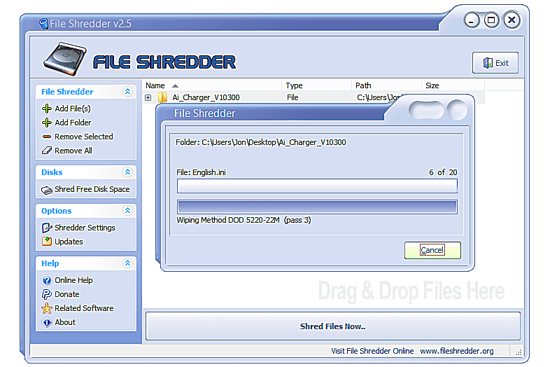 how to use file shredder