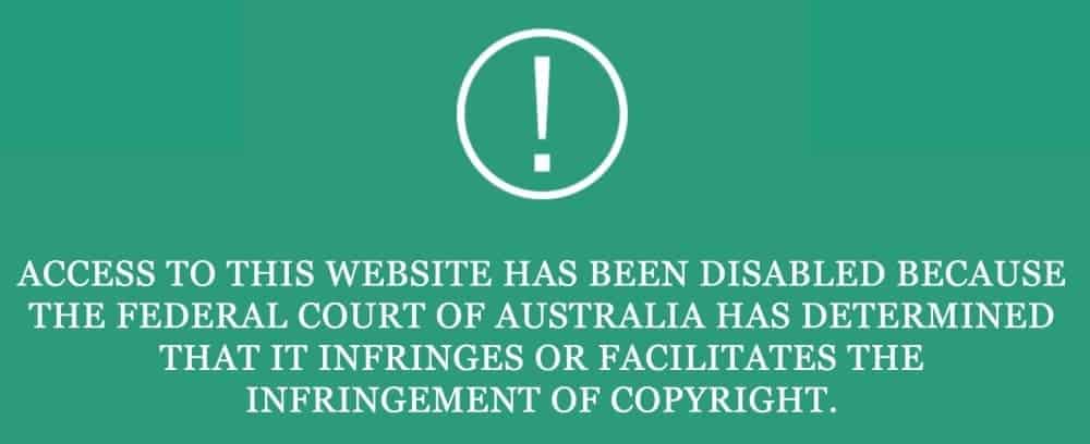 Australia copyright infringement notice