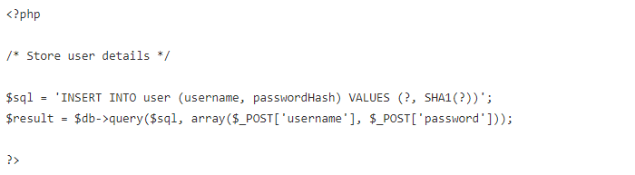 store user details - Password Hashing