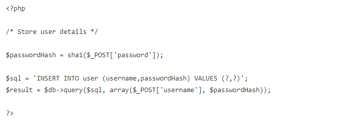 store user - Password Hashing