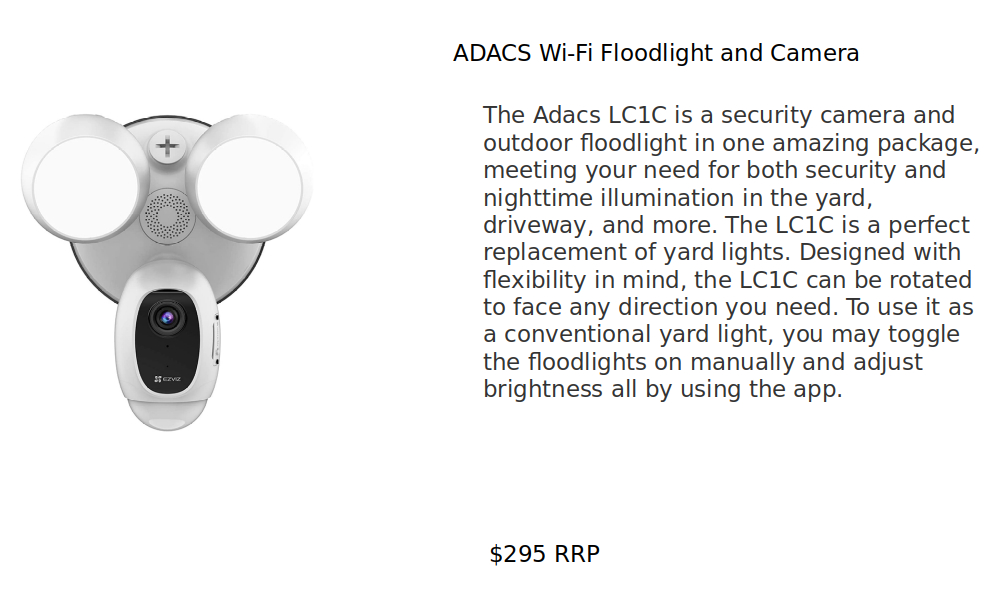 ADACS Wi-Fi Floodlight and Camera