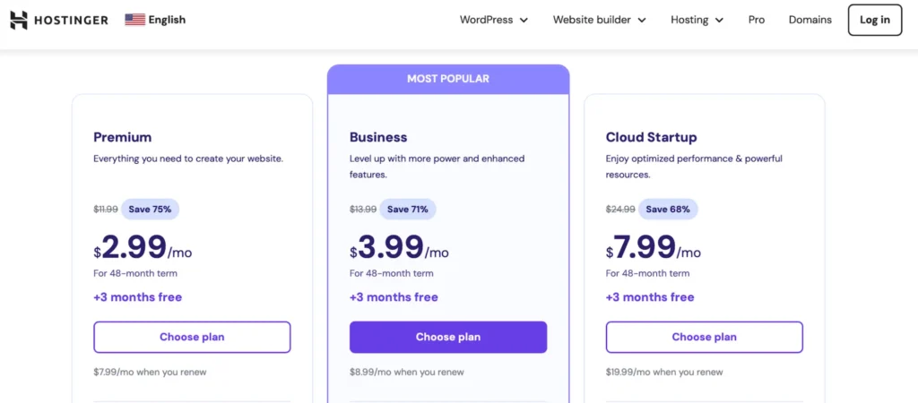 Hostinger review, pricing