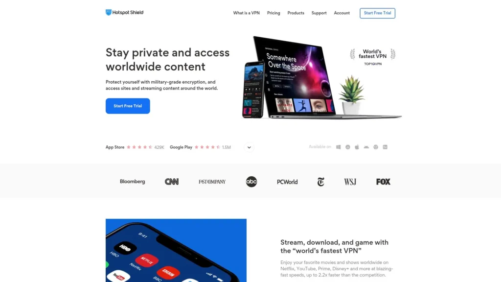 Hotspot Shield provides one of the best free VPNs out there that's easy to use.