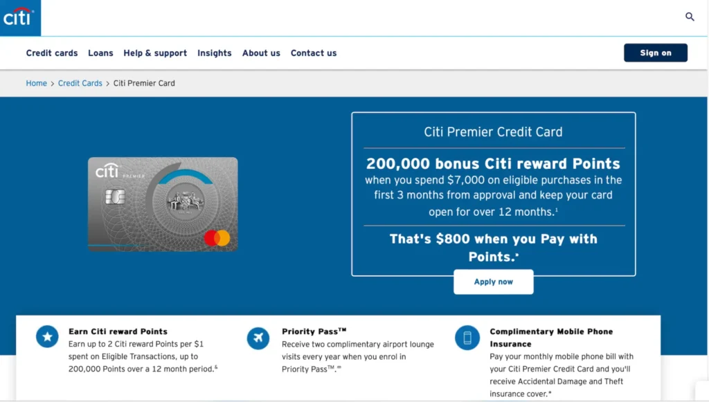 Citi homepage