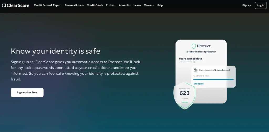 ClearScore review of features: Protect is ClearScore’s identity theft and fraud protection feature.