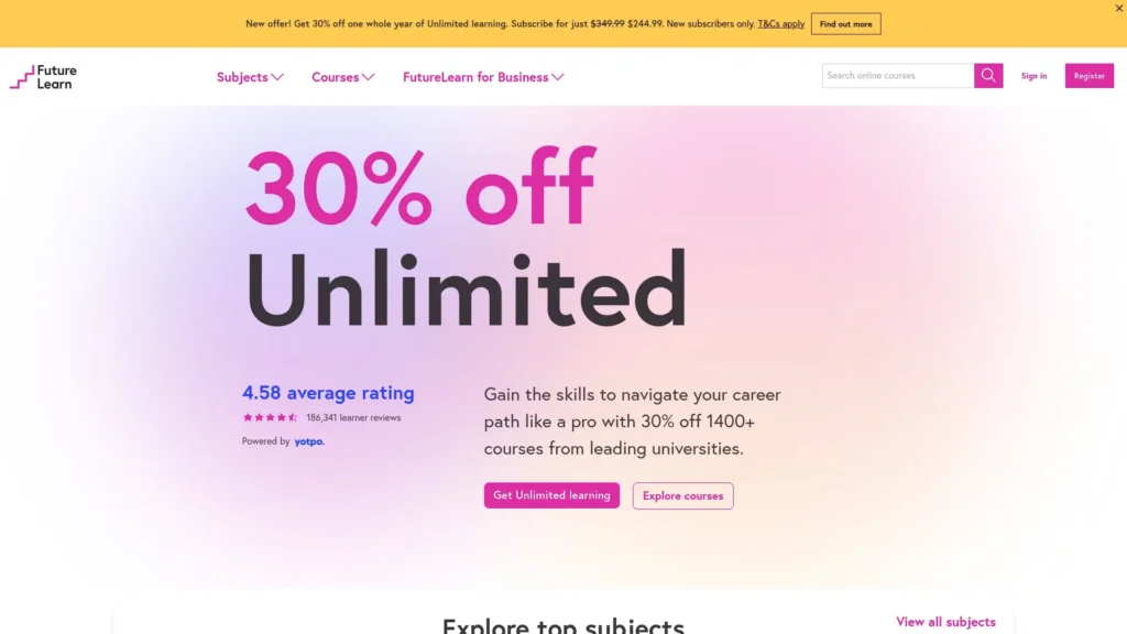 FutureLearn homepage