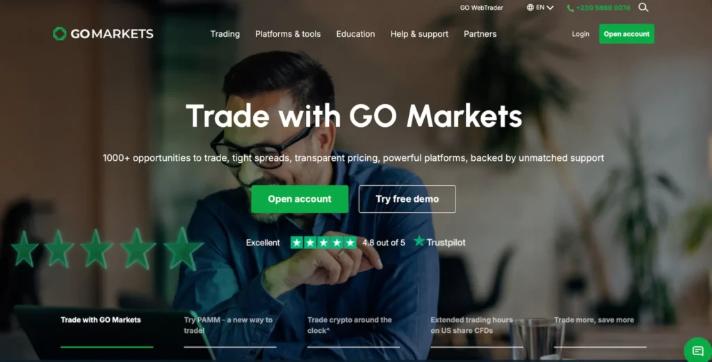 GO Markets is another option for traders to use for MetaTrader brokers in Australia.