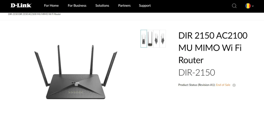 D-Link webpage for the DIR-2150.