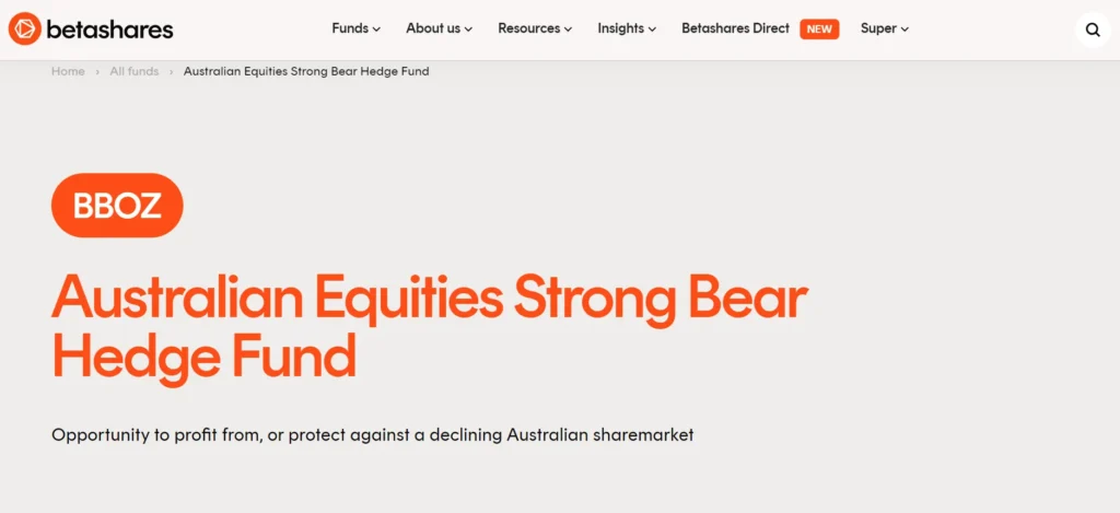 Australian Equities Strong Bear Hedge Fund BBOZ