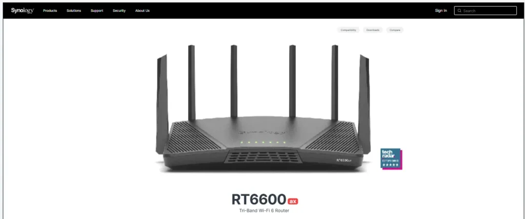 Synology homepage for the RT6600ax NBN modem.
