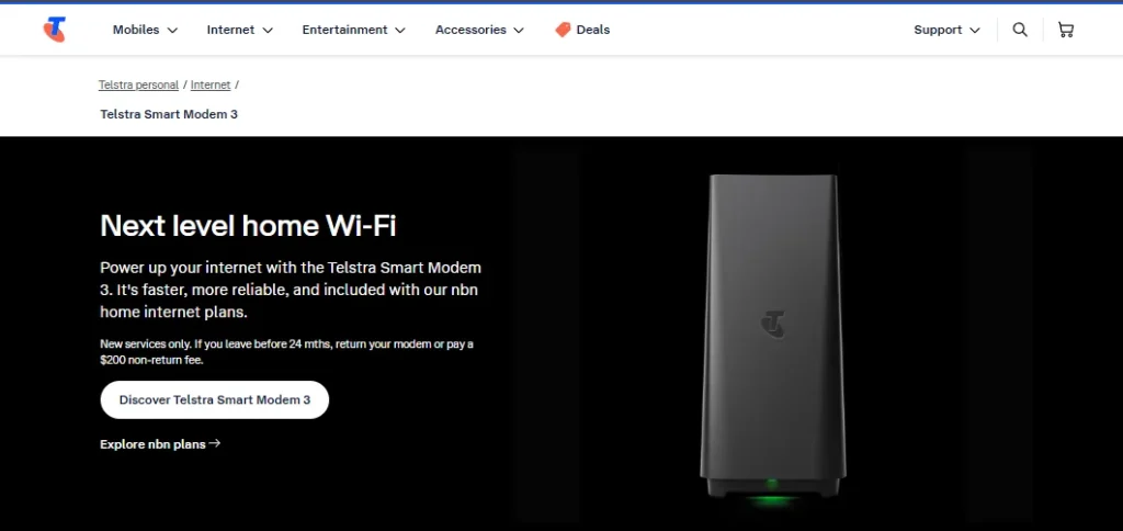 Telstra homepage.