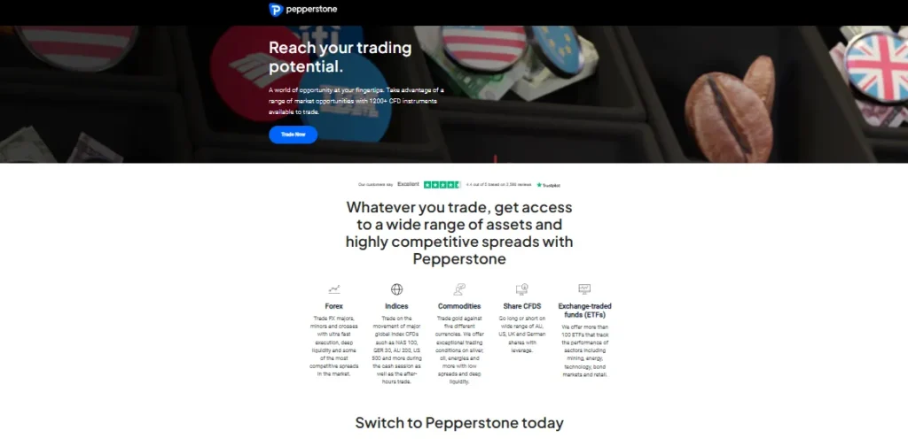 The Pepperstone interface, showcasing how you can reach your trading potential.