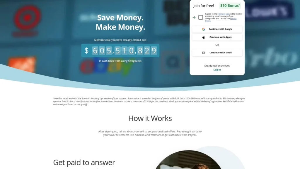 Swagbucks homepage.