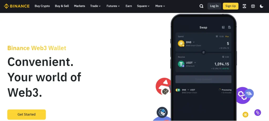 Binance Wallet homepage