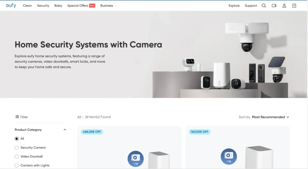 Eufy homepage.