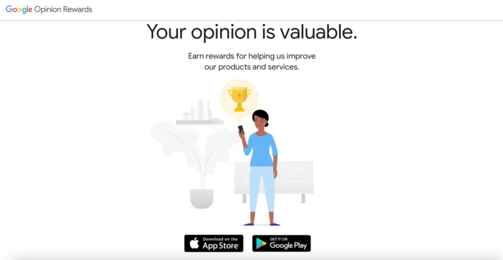 Google Opinion rewards webpage